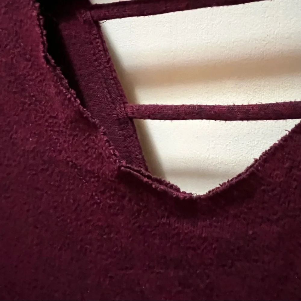 Maroon Long-sleeve Tunic Top with Vneck & Strap Detail on Back, Size 3X - Picture 5 of 9